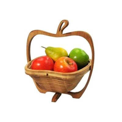 China Wholesale Viable Shape Bamboo Apple Folding Fruit Basket Wood for sale