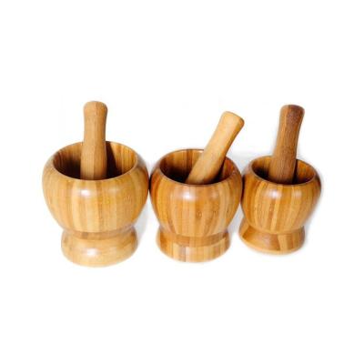 China Viable Cheap Bamboo Mortar And Pestle Set, Spice Herb Grinder Wholesale for sale