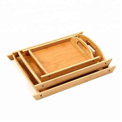 China Hotel home restaurant cheap bamboo barware tray, hotel serving tray with handle for sale