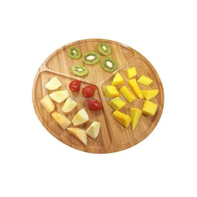 China Fruit Serving Tray Wholesale Compartment Sustainable Bamboo Food Tray Divided Fruit Serving Tray for sale