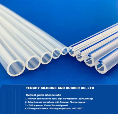 Cina Medical Grade Silicone Tubing Clear Silicone Hose Tube USP Class VI Level in vendita