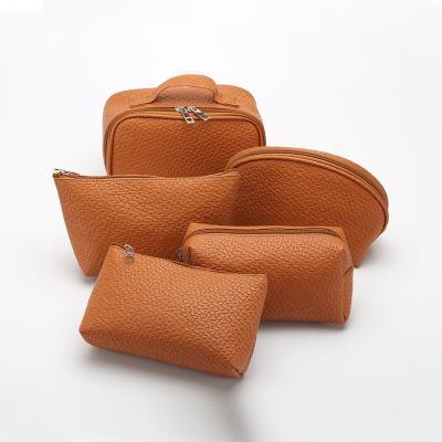 China Easy Custom Logo Travel Makeup Bag Five Piece Set Waterproof Wash Bag PU Leather Waterproof Cosmetic Bags Set for sale