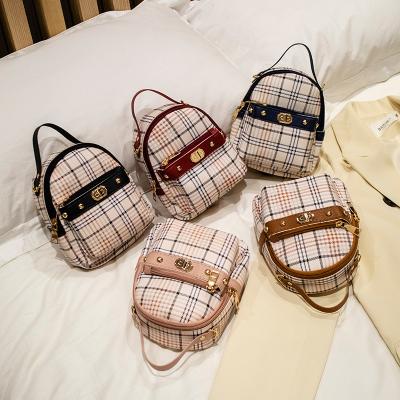 China Factory Price Plaid Waterproof Classic Ladies Backpack Women Mini Portable Backpack Plaid Casual Schoolbag for sale