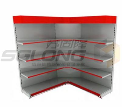 China Customizable Color Supermarket Display Racks Close / Open Corner Shelf for sale