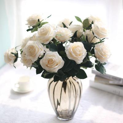 China Wedding High Quality Eternal Artificial Silk Rose Decorative Flower 10 Heads Celebration Wedding Party Decoration R3-02 for sale