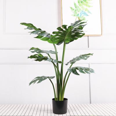 China Wedding Party Store Home Decor Artificial Monstera Plant With Cement Pot Decorative Artificial Tree Flowers Bonsai For Home Office for sale