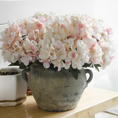 China Artificial Hydrangea Bouquet Flower Bush Rose Hydrangea Natural Wholesale Touch Real Touch for sale