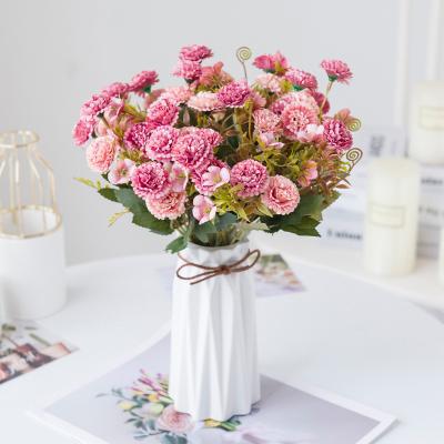 China Touch Natural Top Selling Silk Carnation Bouquet Artificial Flowers Home Decoration for sale