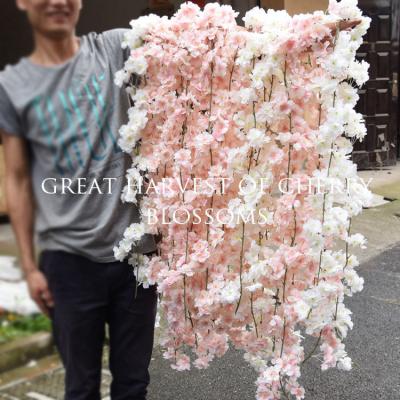 China Home Decor Cherry Blossom Garland Hanging Vine Artificial Garland Wedding Party Decor Bridal Shop Silk for sale