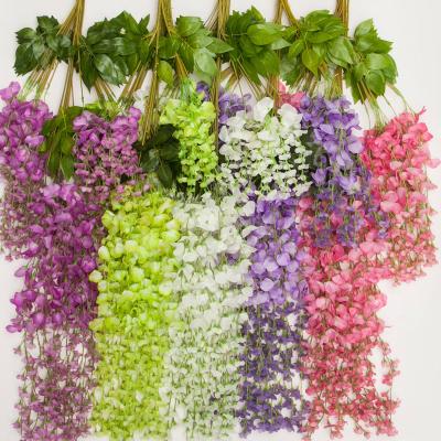 China New Fashional RC Flower Decor Hanging Wisteria For Front Door Eucalyptus Leaf Artificial Wisteria Flower Garland Floral Supplies for sale