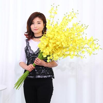 China 5 Simulation Fork Dancing Orchid Wedding Flower Arrangement Home Decoration Artificial Flower Dancing Orchid Bouquet High Life for sale