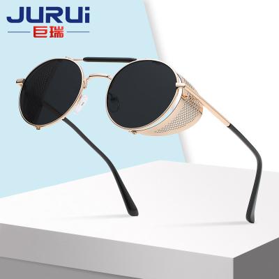 China Retro Vintage Steampunk Mens Round Shades Steampunk Sunglasses Classic Metal Punk Frame for sale