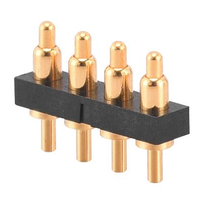 China Electrical Appliances 4 Pin Customize Length 4 Pin Pitch 2.54mm 5V2A 12V 2A Gold Plated Single Row Pogo Pin Contact Dip for sale