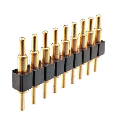 China Electrical Gold Plated Immersion Smd Pogo Pin Connector Height Pin Customize Length 9 Pin Pitch 2.54mm 5V2A 12V 2A Appliances 9 9mm for sale