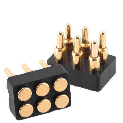 China Gold Plated PCB Connector 6 Pin Double Row Customize Length 6 Pin Pitch 2.54mm 5V2A 12V 2A Smt Pogopin for sale