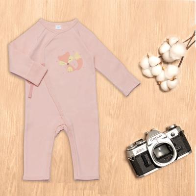 China New baby romper spring baby onesie organic cotton knot romper with gloves for sale