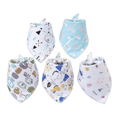 China Cute Bibs 5pcs Kids Bibs Antibacterial Thin Baby Sling Summer Printing Double Sided Drool Bibs for sale