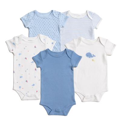 China New Baby Bodysuit Short Sleeves 5 Pieces One Set Unisex Baby Bodysuit for sale