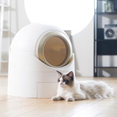 China Sustainable OEM Accepted Luxury Big Round Encased Semi Automatic Cat Litter Box For Cat for sale