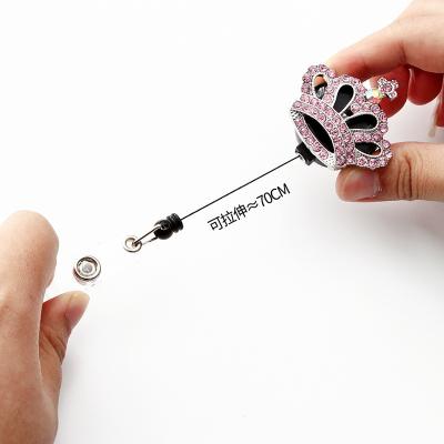 China Mini Princess Crown Crown Rhinestone Rose Rhinestone Holder Medical ID Badge Holder Retractable Retractable Reel for Nurse Accessories for sale