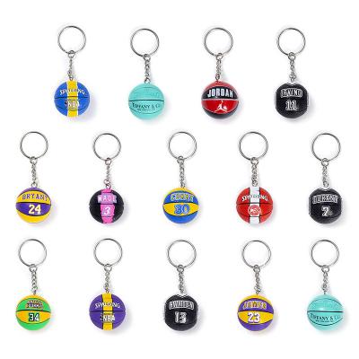 China Promotional Gifts Wholesale 40 Colors NBA Basketball Team Keychains All Teams 3D Plastic Key Chain Pendants for sale