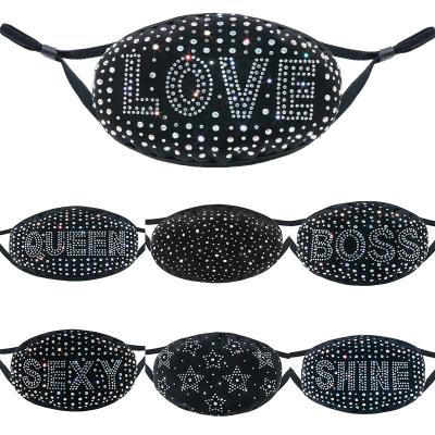 China Wholesale Cold And Hot Christmas New Product Cover Face Led Face Mask Rhinestone Letter Diamond Face Mask Fashion Winter Cotton Warm Face Mask for sale