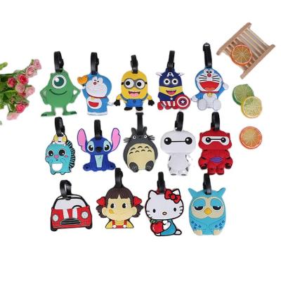 China Luggage Tags Custom Soft Silicone PVC Cartoon Luggage Tag Travel Accessories Cartoon Animal Luggage Tags for sale