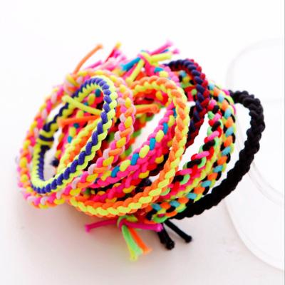 China Hot Sale High Elastic Hair Ties Braided Elastic Ring Braid Twist Color Jewelry Link Hair Band Woven Elastic Woven Band for sale