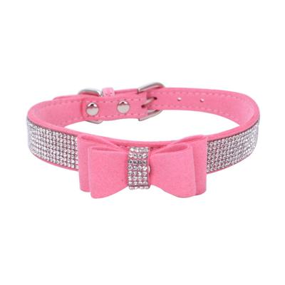 China Small And Medium Hot Padded Faux Stone Bowknot Pet Collar Dog Collar Dog Leash Pet Products for sale