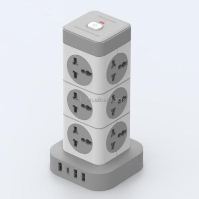 China Residential/Multi-Purpose Power Strip Tower Surge Protector Electrical Socket Tower Socket With 4 USB Multi Socket for sale