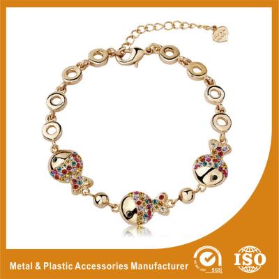 China Color Change Zircon Metal Chain Bracelet Heart Shaped Zinc Alloy for sale