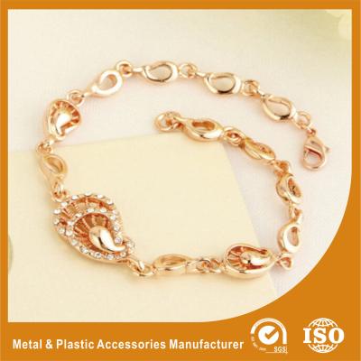 China Customized Rose Gold Metal Chain Bracelets Plating , Embossing for sale