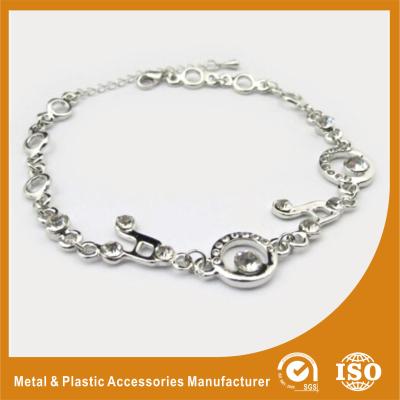 China Environmental Zinc Alloy Silver Chain Bracelet Two Colors Plating 15mm for sale