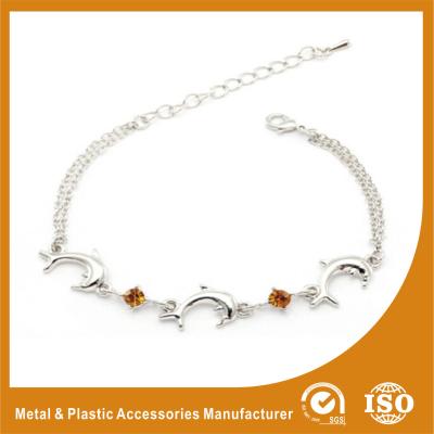 China Crystal Silver Personalized Metal Chain Bracelet , Engraved Metal Bracelets for sale