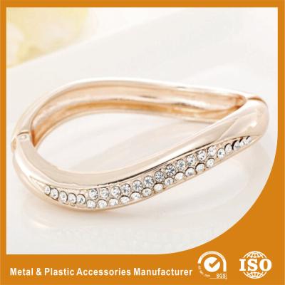 China Small Rhinestone Solid Silver Metal Bangles For Girls Jewellery for sale