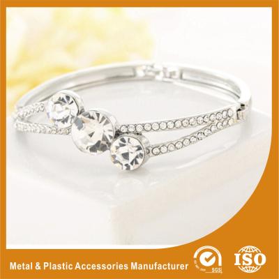 China Three Stones Shape Solid Silver Costume Jewellery Bangles Imitation Diamond for sale