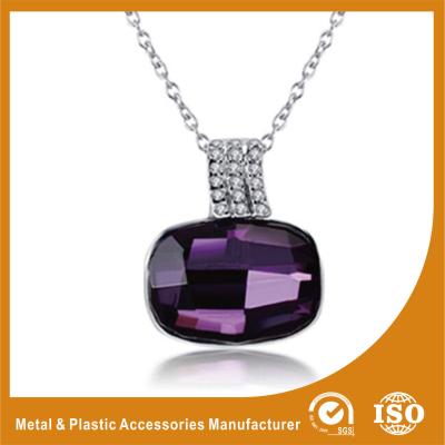 China Fashionable Stainless Steel Metal Chain Necklace Jewelry Big Stone Pendant for sale