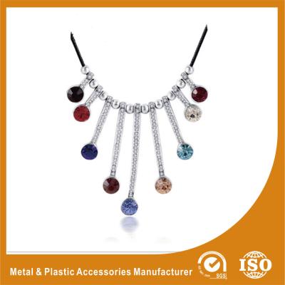 China Silver Colorful Stones Lace Collarbone Necklace Costume Accessories for sale