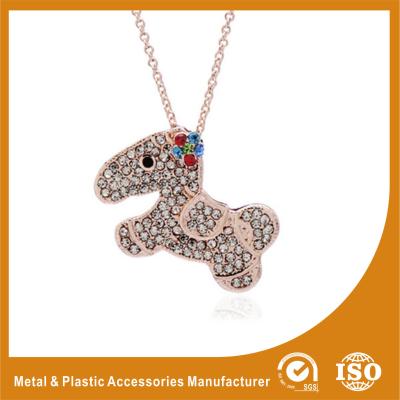 China Crystal Dog Metal Chain Necklace , Long Silver Chain Necklace for sale