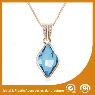 China Blue Crystal Silver Chain Necklace Powder Coating Surface Treatment for sale