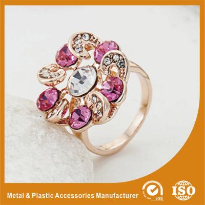 China Zinc Alloy High Fashion Jewelry Rings ,  Ladies Gold Rings With Colorful Zircon for sale