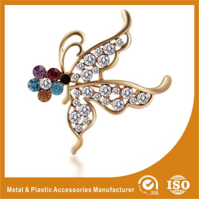 China Customized Handmade Metal Brooches Crystal Butterfly Brooches Jewellery for sale