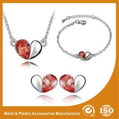 China Heart Shape Alloy Jewelry Sets Silver Plated Jewelry Sets For Ladies for sale