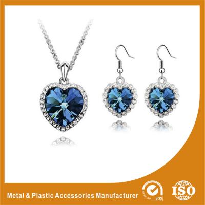 China Stylish Zinc Alloy Jewelry Sets Gold Plated Blue Jewellery Sets Heart Shape for sale