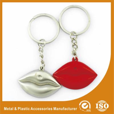 China Silver Plated Custom Shaped Keychain Personalised Lips Keychain for sale