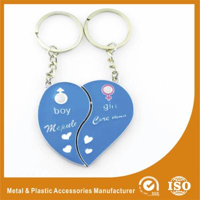 China Blue Personalized Heart Keychain Custom Metal Keychains For Birthday Keyring for sale