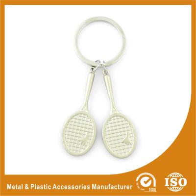 China Promotional Badminton Racket Custom Metal Keychains 9mm Length for sale