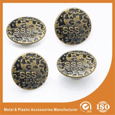 China Antique Brass Jeans Buttons Metal Magnetic Nickel Free Washable Round No Hole Screw for sale