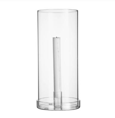 China Votive Art Decoration Pyrex Cylinder Candle Lamp Holder Wedding Party Holiday Large Clear Glass Tube Fireplace Fork Table with Glass Base for sale