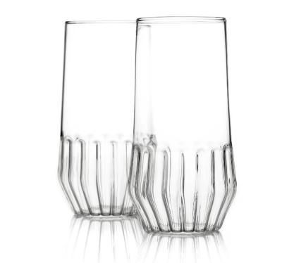 China Wholesale Customized Disposable Japanese Style Cup Ribbed Vertical Bars Water Glass Whiskey Glass Breakfast Heat Resistant Cup for sale